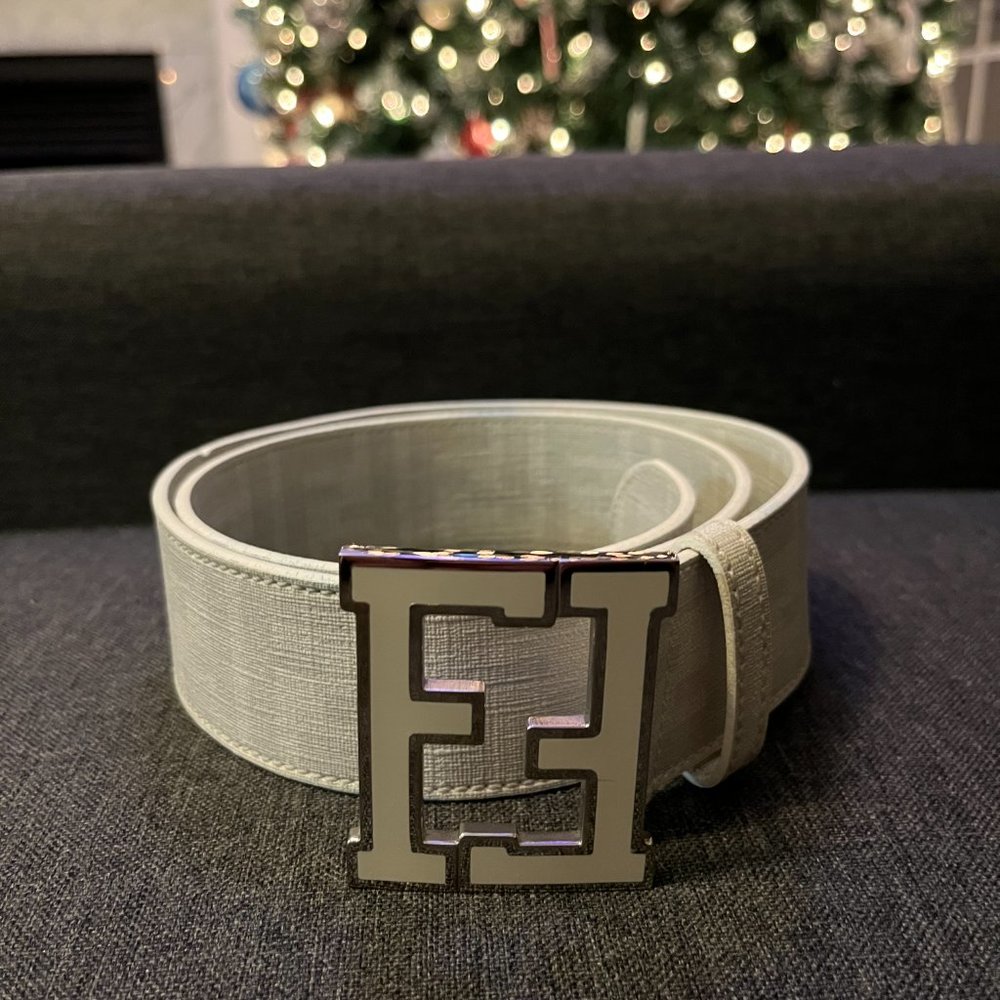 White Fendi Belt